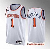 Men's New Yok Knicks #1 Duane Washington Jr White Association Edition Stitched Basketball Jersey Dzhi,baseball caps,new era cap wholesale,wholesale hats
