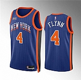 Men's New Yok Knicks #4 Malachi Flynn Blue 2023-24 City Edition Stitched Basketball Jersey Dzhi,baseball caps,new era cap wholesale,wholesale hats
