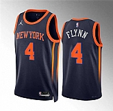 Men's New Yok Knicks #4 Malachi Flynn Navy Statement Edition Stitched Basketball Jersey Dzhi,baseball caps,new era cap wholesale,wholesale hats