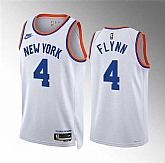 Men's New Yok Knicks #4 Malachi Flynn White 2021-22 City Edition Stitched Basketball Jersey Dzhi,baseball caps,new era cap wholesale,wholesale hats
