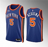 Men's New Yok Knicks #5 Precious Achiuwa Blue 2023-24 City Edition Stitched Basketball Jersey Dzhi,baseball caps,new era cap wholesale,wholesale hats