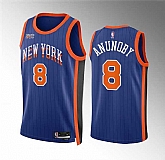 Men's New Yok Knicks #8 OG Anunoby Blue 2023-24 City Edition Stitched Basketball Jersey Dzhi