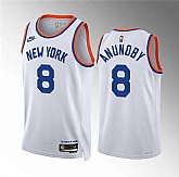 Men's New Yok Knicks #8 OG Anunoby White 2021-22 City Edition Stitched Basketball Jersey Dzhi