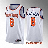 Men's New Yok Knicks #8 OG Anunoby White Association Edition Stitched Basketball Jersey Dzhi