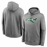 Men's New York Jets Heather Gray Primary Logo Long Sleeve Hoodie T-Shirt,baseball caps,new era cap wholesale,wholesale hats