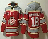 Men's Ohio State Buckeyes #18 Marvin Harrison Jr Red Ageless Must Have Lace Up Pullover Hoodie
