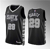 Men's San Antonio Spurs #29 Mamadi Diakite Black Statement Edition Stitched Basketball Jersey Dzhi