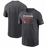 Men's San Francisco 49ers Anthracite 2023 NFC Champions Locker Room Trophy Collection T-Shirt,baseball caps,new era cap wholesale,wholesale hats