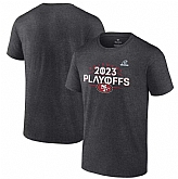 Men's San Francisco 49ers Heather Charcoal 2023 Playoffs T-Shirt,baseball caps,new era cap wholesale,wholesale hats