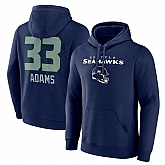 Men's Seattle Seahawks #33 Jamal Adams Navy Team Wordmark Player Name & Number Pullover Hoodie
