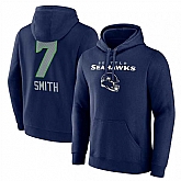 Men's Seattle Seahawks #7 Geno Smith Navy Team Wordmark Player Name & Number Pullover Hoodie,baseball caps,new era cap wholesale,wholesale hats