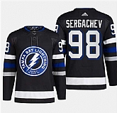 Men's Tampa Bay Lightning #98 Mikhail Sergachev Black 2024 Stadium Series Stitched Jersey Dzhi