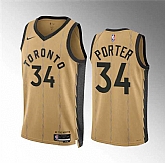 Men's Toronto Raptors #34 Jontay Porter Gold 2023-24 City Edition Stitched Basketball Jersey Dzhi,baseball caps,new era cap wholesale,wholesale hats
