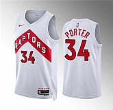 Men's Toronto Raptors #34 Jontay Porter White Association Edition Stitched Basketball Jersey Dzhi