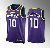 Men's Utah Jazz #10 Jason Preston Purple 2023-24 City Edition Stitched Basketball Jersey Dzhi