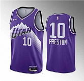 Men's Utah Jazz #10 Jason Preston Purple Classic Edition Stitched Basketball Jersey Dzhi