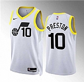 Men's Utah Jazz #10 Jason Preston White Association Edition Stitched Basketball Jersey Dzhi