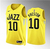 Men's Utah Jazz #10 Jason Preston Yellow Association Edition Stitched Basketball Jersey Dzhi,baseball caps,new era cap wholesale,wholesale hats