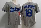 Mens Los Angeles Dodgers #18 Yoshinobu Yamamoto Nike Grey Los Angeles FlexBase Jersey,baseball caps,new era cap wholesale,wholesale hats