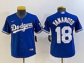 Women's Los Angeles Dodgers #18 Yoshinobu Yamamoto Blue Stitched Cool Base Nike Jersey,baseball caps,new era cap wholesale,wholesale hats