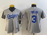 Women's Los Angeles Dodgers #3 Chris Taylor Grey Cool Base Stitched Nike Jersey,baseball caps,new era cap wholesale,wholesale hats