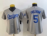 Women's Los Angeles Dodgers #5 Freddie Freeman Grey Cool Base Stitched Nike Jersey,baseball caps,new era cap wholesale,wholesale hats