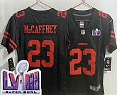 Women's San Francisco 49ers #23 Christian McCaffrey Limited Black LVIII Super Bowl Vapor Jersey,baseball caps,new era cap wholesale,wholesale hats