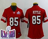 Women's San Francisco 49ers #85 George Kittle Limited Red Throwback LVIII Super Bowl Vapor Jersey