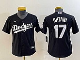 Youth Los Angeles Dodgers #17 Shohei Ohtani Black Turn Back The Clock Stitched Cool Base Jersey,baseball caps,new era cap wholesale,wholesale hats