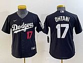 Youth Los Angeles Dodgers #17 Shohei Ohtani Number Black Turn Back The Clock Stitched Cool Base Jersey,baseball caps,new era cap wholesale,wholesale hats