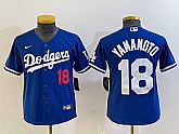Youth Los Angeles Dodgers #18 Yoshinobu Yamamoto Number Blue Stitched Cool Base Nike Jersey