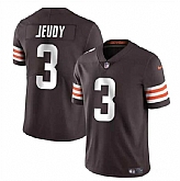 Men & Women & Youth Cleveland Browns #3 Jerry Jeudy Brown Vapor Limited Football Stitched Jersey