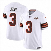 Men & Women & Youth Cleveland Browns #3 Jerry Jeudy White 1946 Collection Vapor Limited Football Stitched Jersey