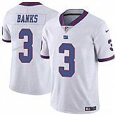 Men & Women & Youth New York Giants #3 Deonte Banks White Limited Football Stitched Jersey
