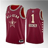 Men's 2024 All-Star #1 Devin Booker Crimson Stitched Basketball Jersey,baseball caps,new era cap wholesale,wholesale hats