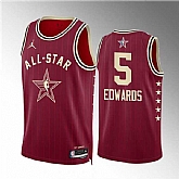 Men's 2024 All-Star #5 Anthony Edwards Crimson Stitched Basketball Jersey,baseball caps,new era cap wholesale,wholesale hats