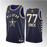 Men's 2024 All-Star #77 Luka Doncic Navy Stitched Basketball Jersey