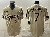 Men's Arizona Diamondbacks #7 Corbin Carroll Number 2021 Gold City Connect Cool Base Stitched Jersey