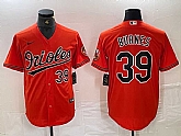 Men's Baltimore Orioles #39 Corbin Burnes Number Orange Cool Base Stitched Jersey