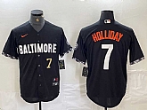 Men's Baltimore Orioles #7 Jackson Holliday Number Black 2023 City Connect Cool Base Stitched Jersey,baseball caps,new era cap wholesale,wholesale hats