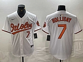 Men's Baltimore Orioles #7 Jackson Holliday Number White Limited Cool Base Stitched Jersey,baseball caps,new era cap wholesale,wholesale hats
