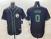 Men's Boston Celtics #0 Jayson Tatum Black With Patch Cool Base Stitched Baseball Jersey,baseball caps,new era cap wholesale,wholesale hats