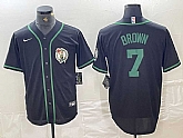 Men's Boston Celtics #7 Jaylen Brown Black With Patch Cool Base Stitched Baseball Jersey