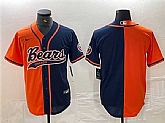 Men's Chicago Bears Blank Orange Navy Split With Patch Cool Base Stitched Baseball Jersey,baseball caps,new era cap wholesale,wholesale hats