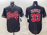 Men's Chicago Bulls #33 Scottie Pippen Black Pinstripe Cool Base Stitched Baseball Jersey,baseball caps,new era cap wholesale,wholesale hats