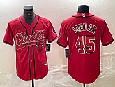 Men's Chicago Bulls #45 Michael Jordan Red Cool Base Stitched Baseball Jersey