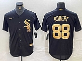 Men's Chicago White Sox #88 Luis Robert Black Gold Cool Base Stitched Baseball Jersey