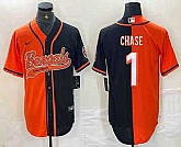 Men's Cincinnati Bengals #1 JaMarr Chase Orange Black Two Tone Cool Base Stitched Baseball Jersey,baseball caps,new era cap wholesale,wholesale hats