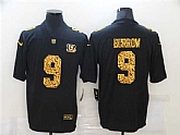 Men's Cincinnati Bengals #9 Joe Burrow 2020 Black Leopard Print Fashion Limited Stitched Jersey Dzhi