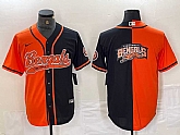 Men's Cincinnati Bengals Big Logo Orange Black Two Tone Cool Base Stitched Baseball Jersey,baseball caps,new era cap wholesale,wholesale hats